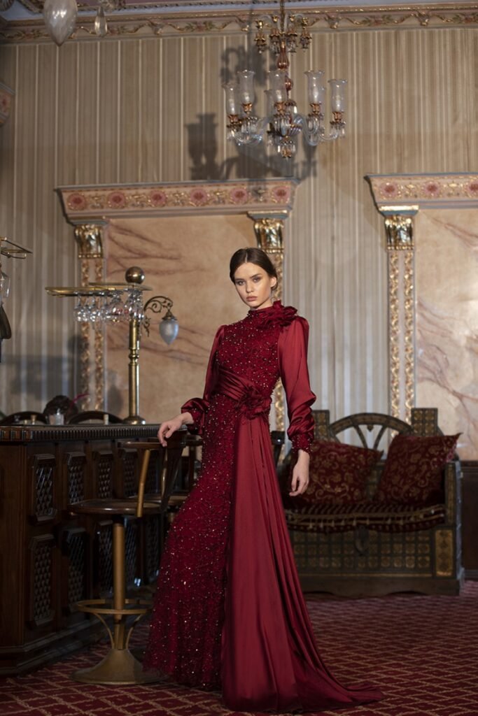 سر فستان سهرة الحجاب الشتوي