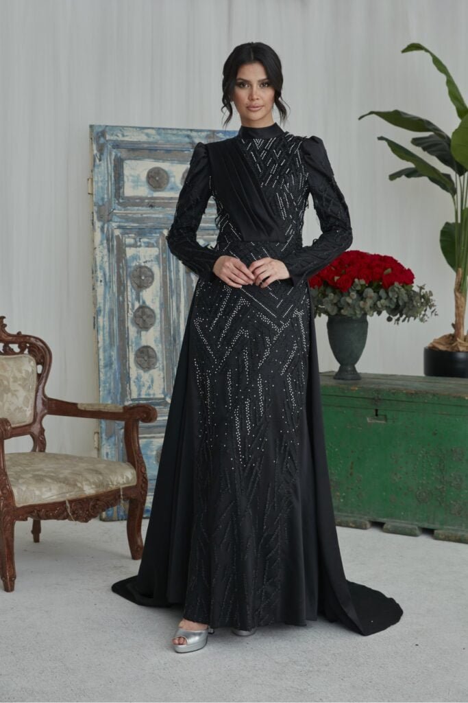 سر فستان سهرة الحجاب الشتوي